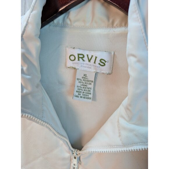 Orvis Quilted Vest Cream Pockets Zip Size XL Full Zip Adjustable Sides - Picture 3 of 6